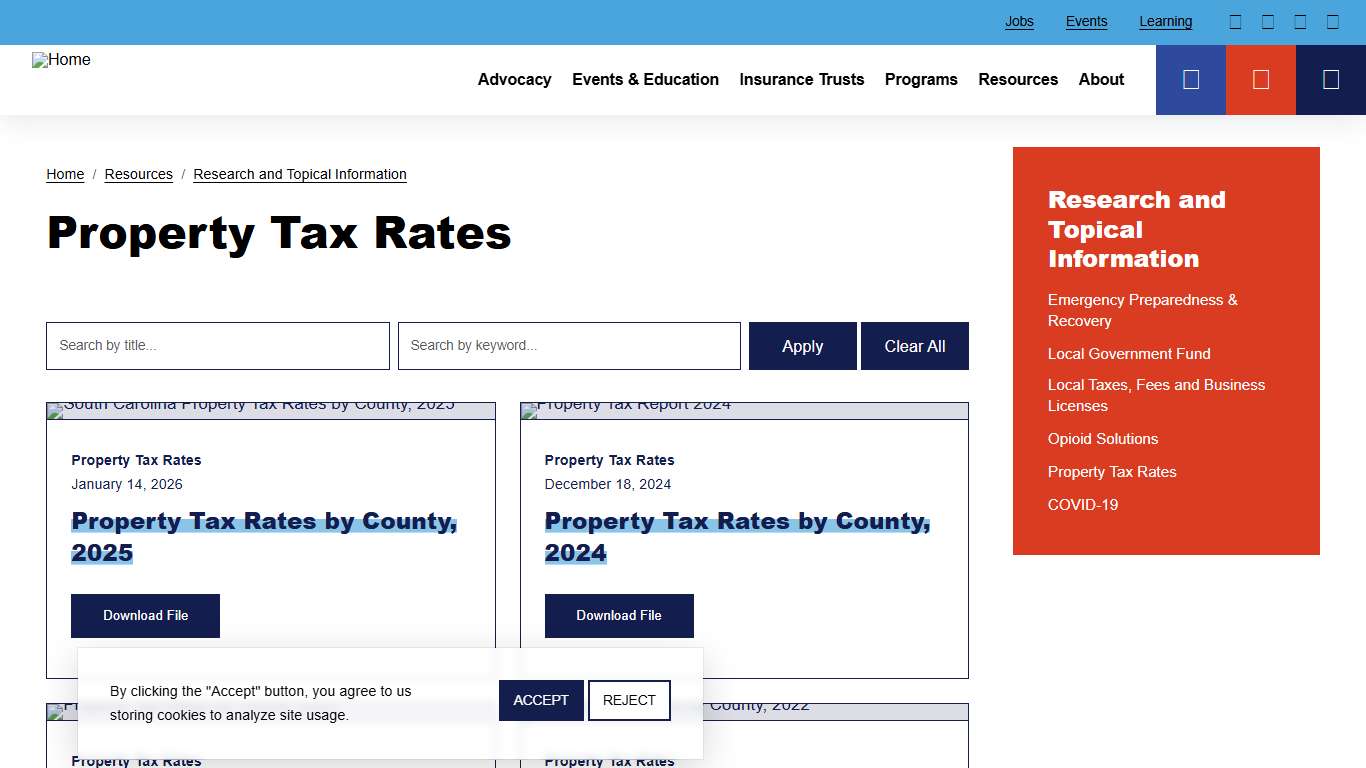 Property Tax Rates South Carolina Association of Counties